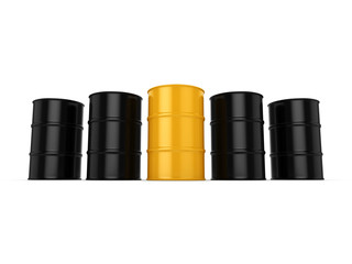 3D rendering black barrels and yellow