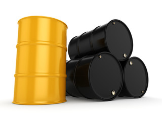 3D rendering black barrels and yellow