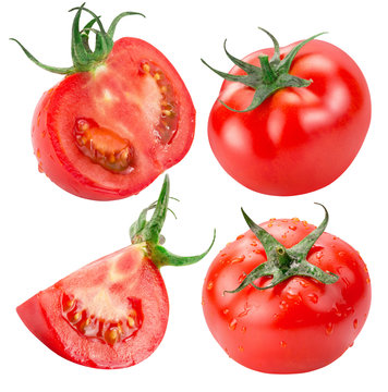 collection of tomatoes isolated on the white background