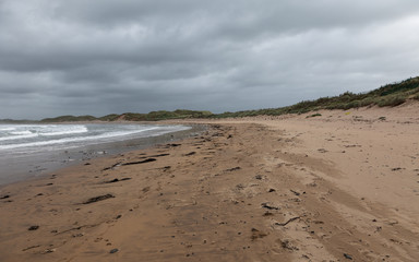 Cloudy fall day on the West coast of the Atlantic ocean. Doughmore beach, Ireland.