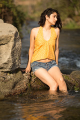 Natural Lifestyle Fashion Model in Handmade Top in Nature