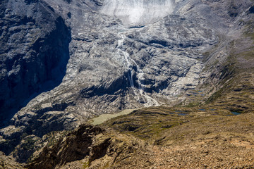 Melting Presena Glacier in a hot summer day