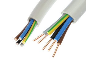 Electric cable on white background.