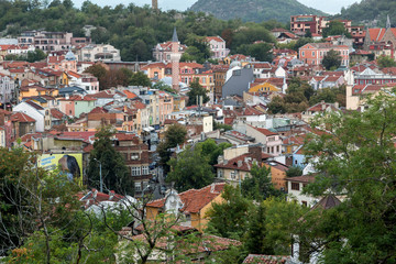 Cityscape of city of Plovdiv from Nebet tepe hill, Bulgaria