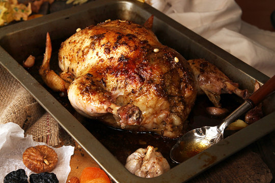 Roasted small turkey for celebration Thanksgiving day