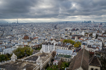 Paris city skyline viewed from Sacre Coeur