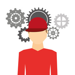 man avatar with gears machine icon vector illustration design
