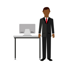 businessman avatar with business icon vector illustration design