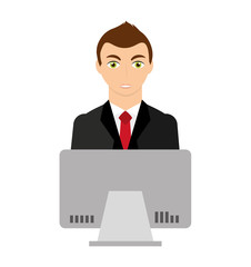businessman avatar with business icon vector illustration design