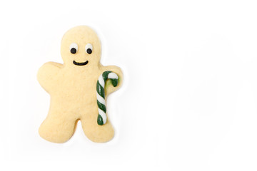 eine Plätzchen Mann mit Zuckerstange