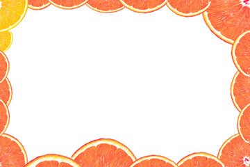 Orange slice frame on white background