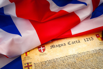 Union Jack and the Magna Carta (a symbol for human rights, democracy and free speech)
