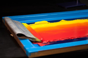 hot tone of colour silk screen printing made color grading by hand followed by step of colour...