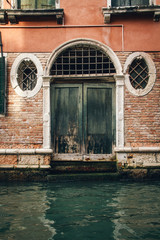 Rustic Green Door in Venice, Italy