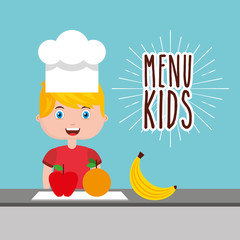 little chef kids menu vector illustration design