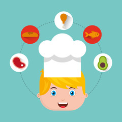 little chef kids menu vector illustration design