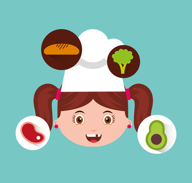 little chef kids menu vector illustration design