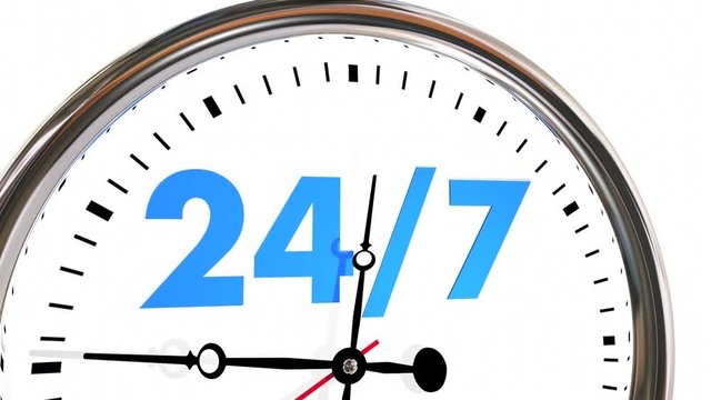 24 Hours 7 Days Week Numbers Clock 3d Animation
