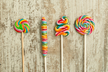 Colorful lollipops of different shapes