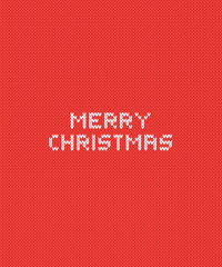 Red knitted Christmas background, vector illustration EPS 10 with copy space