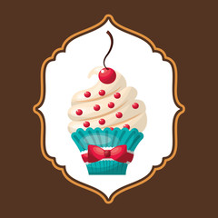 baked goods sweet cupcake vector illustration design