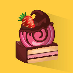 delicious cake baked goods vector illustration design