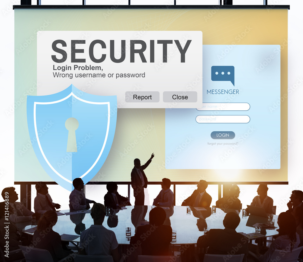 Poster security system access password data network surveillance concep