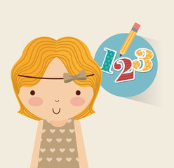 girl character student with supplies school vector illustration design