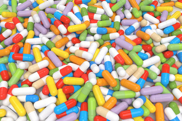 Colorful Vitamin Tablet - 3D illustration
