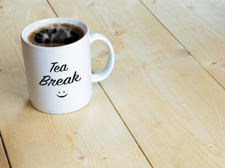 White Empty mug or coffee cup on wood table