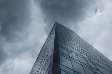 Massive corporate building, glass skyscraper