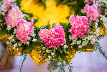 Thai garland, for Thai wedding ceremony put on gold tray
