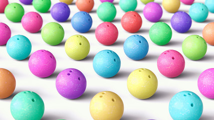 Array of Colorful Bowling Balls, Wide Angle
