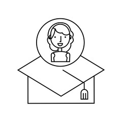 girl character student with supplies school vector illustration design