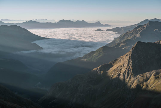 Alpen, Wolken, Sonnenaufgang