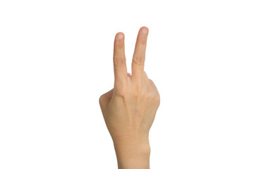 Hand with two fingers up