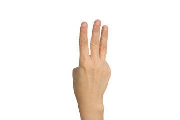Naklejka premium hand is showing three fingers