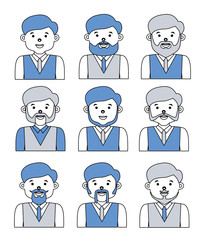 People Line icons collection. User avatars. Flat