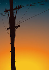 電信柱　夕暮れ