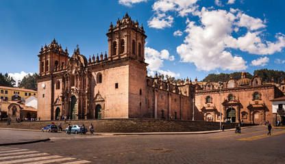 CUZCO, PERU: View of Cathedral church of Cuzco at the aftenoon light.