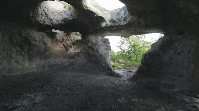 Cave city Eski-Kermen medieval fortress town in peninsula of Crimea.