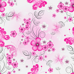 Fototapeta na wymiar Floral effortless spring pattern