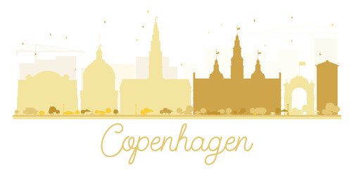 Copenhagen City skyline golden silhouette.