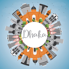 Dhaka Skyline with Gray Buildings, Blue Sky and Copy Space.