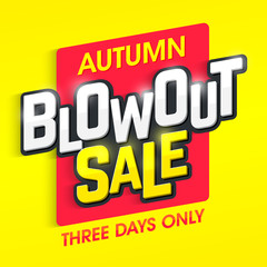 Autumn blowout sale banner. Special offer, three days only big sale. 