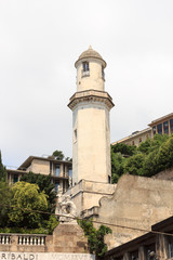Lighthouse near Spianata Castelletto in Genoa, Italy