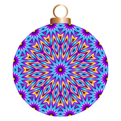 Blue christmas ball with colorful star (motion illusion)