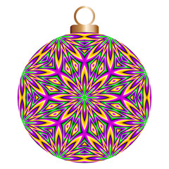 Green christmas ball with eight-pointed star (motion illusion)