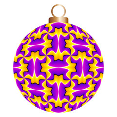 Fototapeta premium Lilac christmas ball with yellow elements (motion illusion)