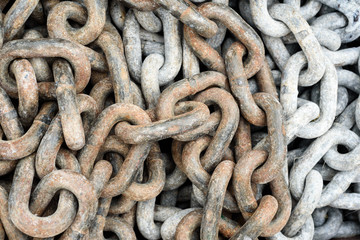 Pile of Used Chain in Copper and Iron Colors